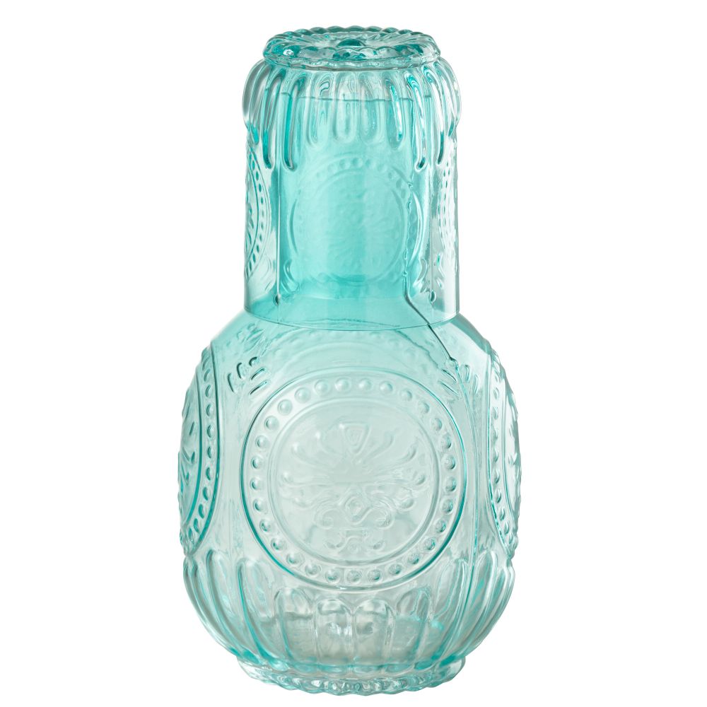 CARAFE+VERRE MAYA VERRE TURQUOISE – Image 2