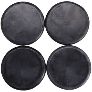 SOUS VERRES RONDS QUARTZ NOIR SET DE 4