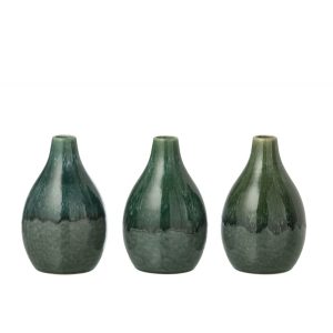 VASE JEANNE GRES VERT FONCE BOULE