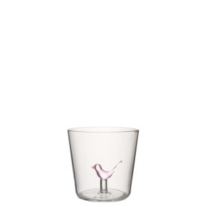 VERRE OISEAU VERRE ROSE