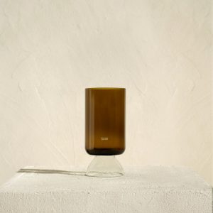VERRE A PIED CANNELLE/BLANC