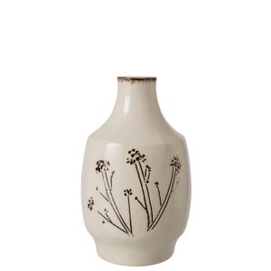 VASE FLEUR PORCELAINE BLANC/NOIR M