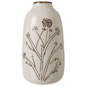 VASE FLEUR PORCELAINE BLANC/NOIR L