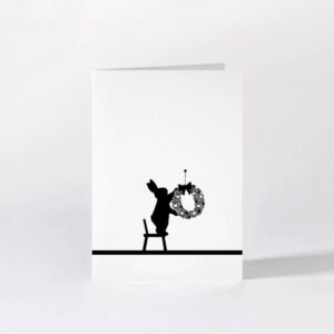 CARTE RABBIT CHRISTMAS WREATH