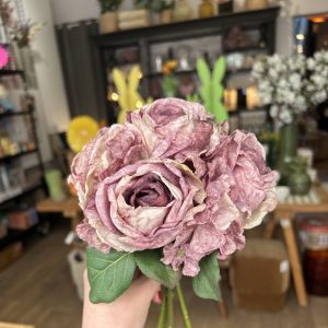 BOUQUET ROSES ET HORTENSIAS VIOLET ANTIQUE