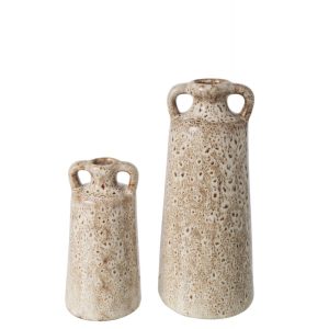VASE 2 ANSES PORCELAINE TAUPE S